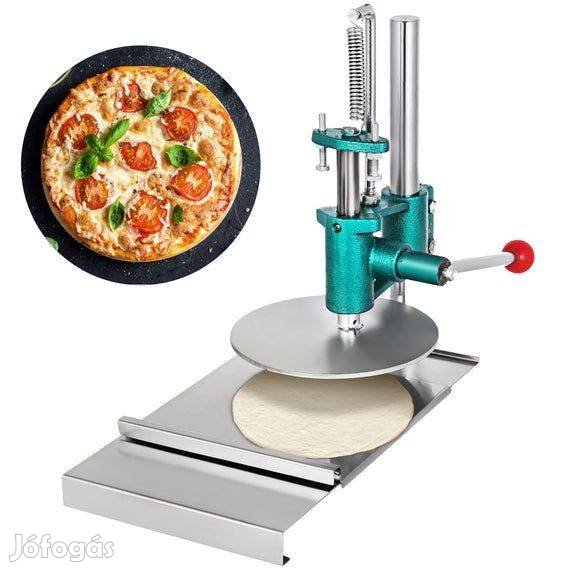 Pizzatészta nyújtó, manuális prés gép, 20cm állítható vastagság, új