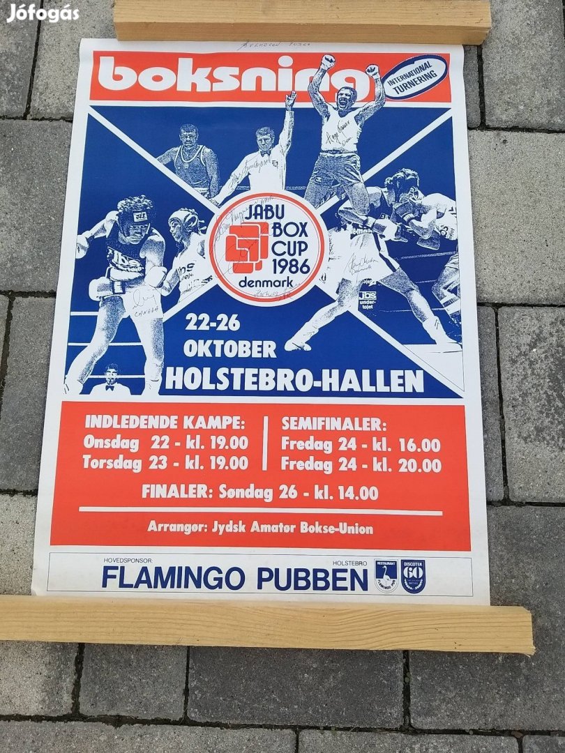 Plakát, Poszter, box ,ökölvívás 1986,dedikált