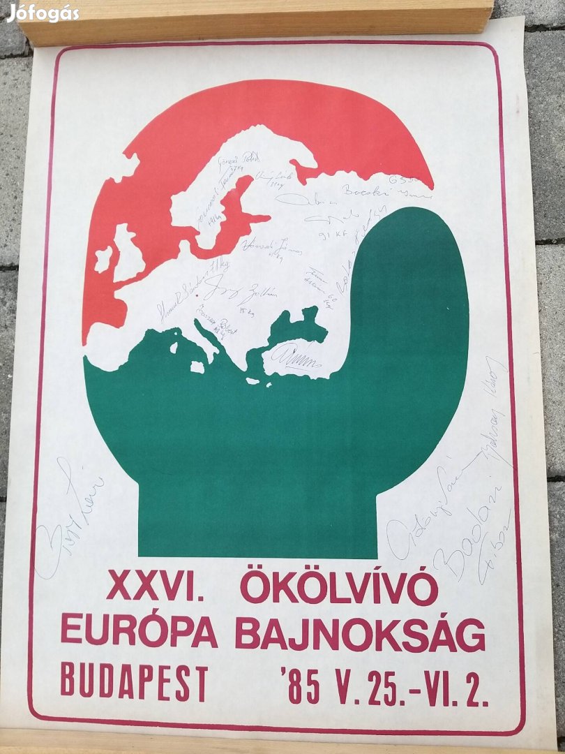 Plakát, Poszter, box ,ökölvívás, 1985 dedikált