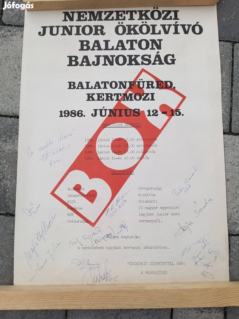 Plakát, Poszter, box ,ökölvívás, 1986,dedikált