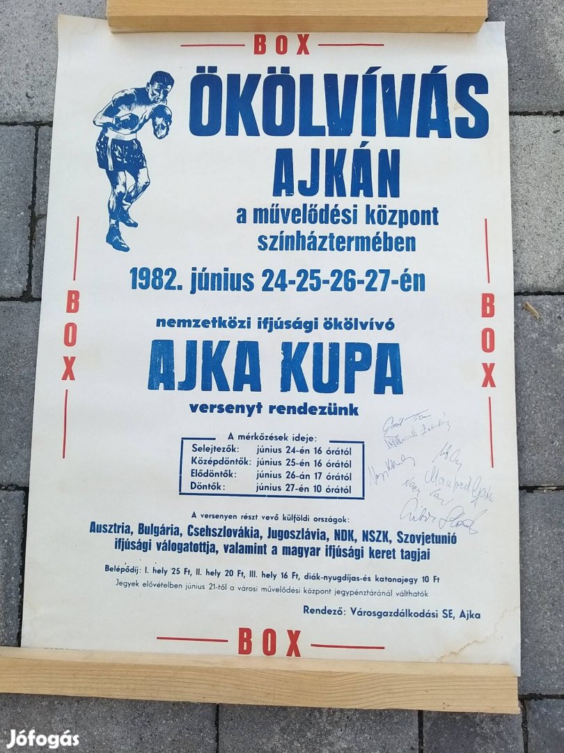 Plakát, box, ökölvívás ajkán,1982, dedikált