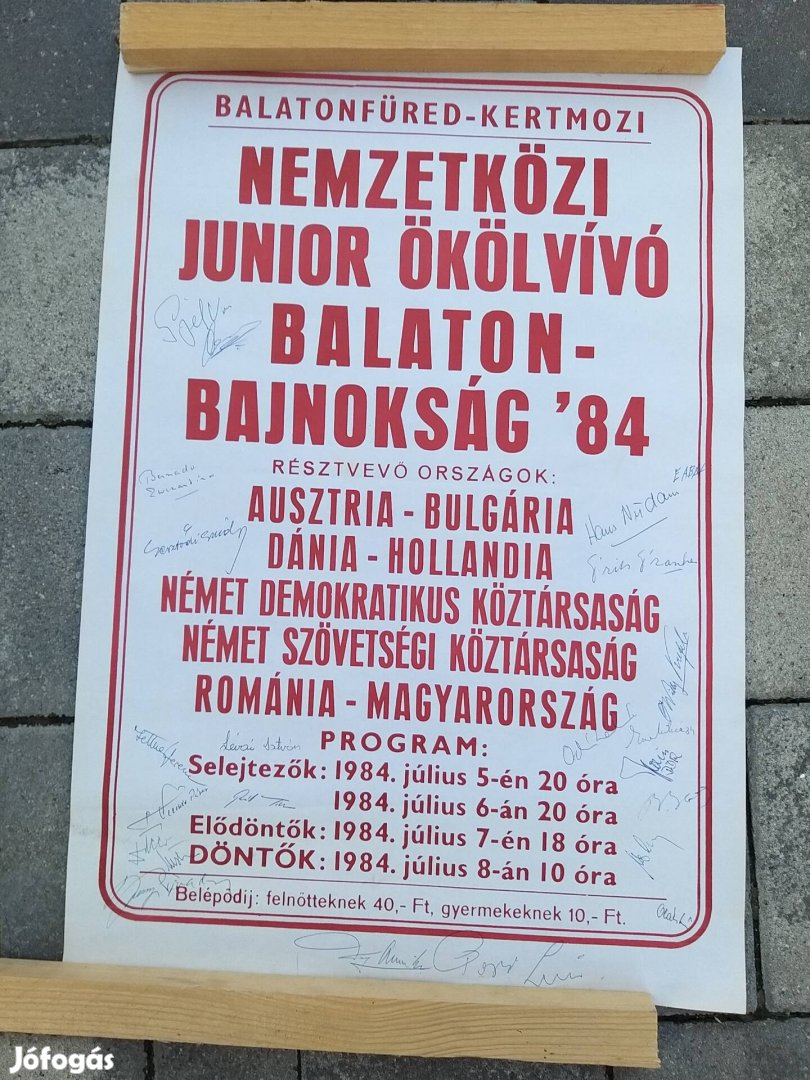 Plakát, nemuetközi junior ökölvívó balaton bajnokság, 1984, dedikált