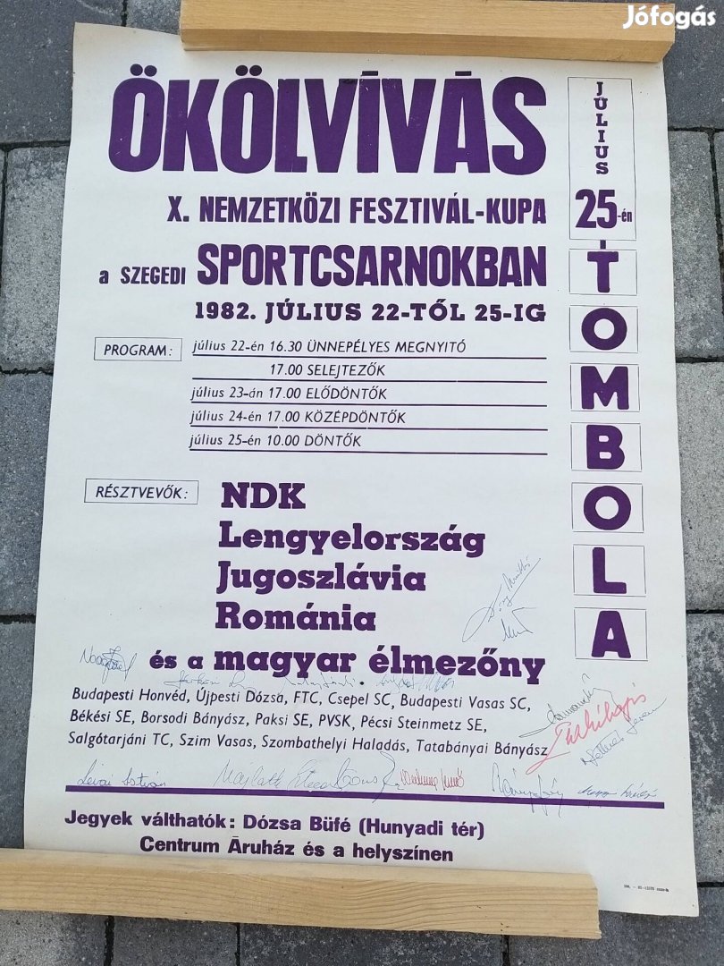 Plakát, ökölvívás, X nemzetközi fesztivál kupa 1982, dedikált