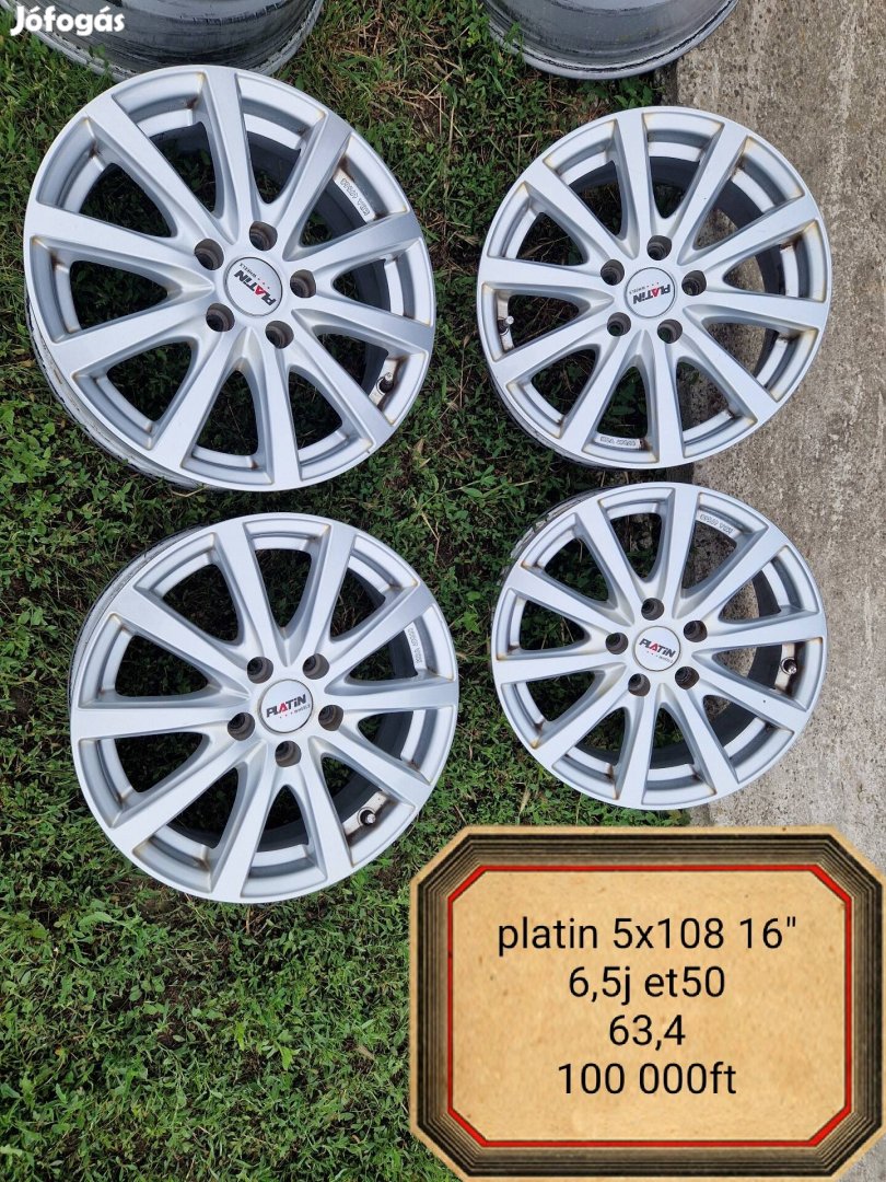 Platin 5x108 16 col alufelni szett 