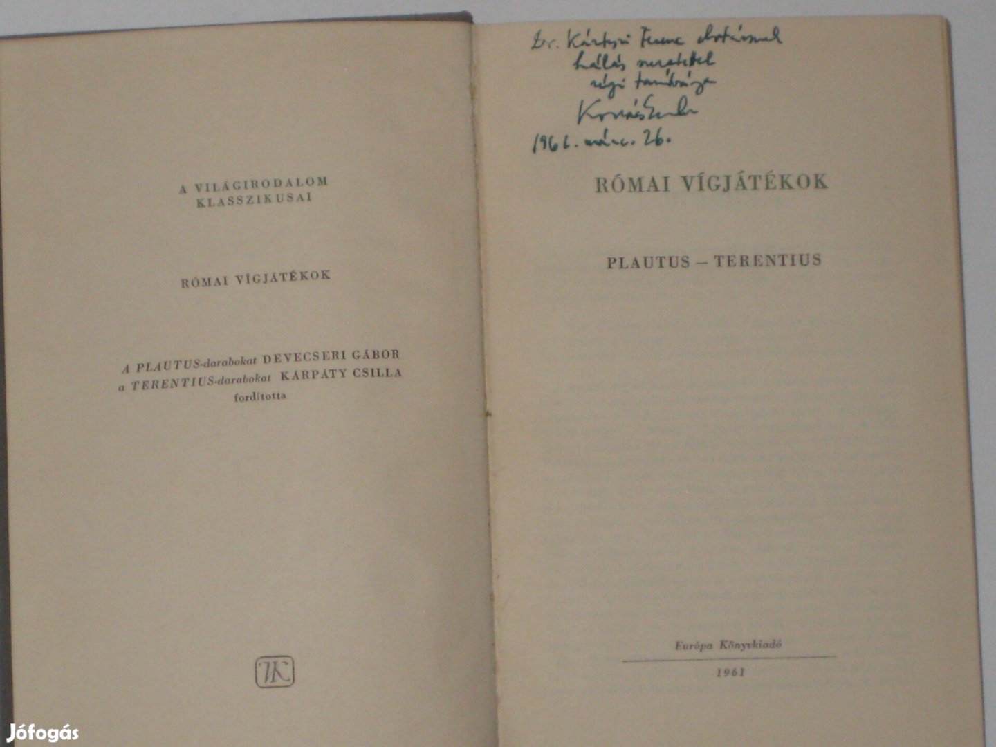 Plautus - Terentius Római vígjátékok