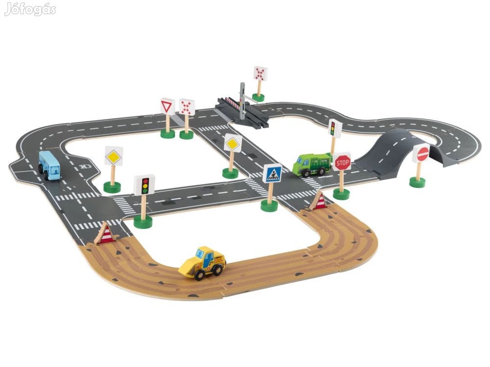 PlayTive Construction Road Set 36 darabos fa autópálya szett, városi