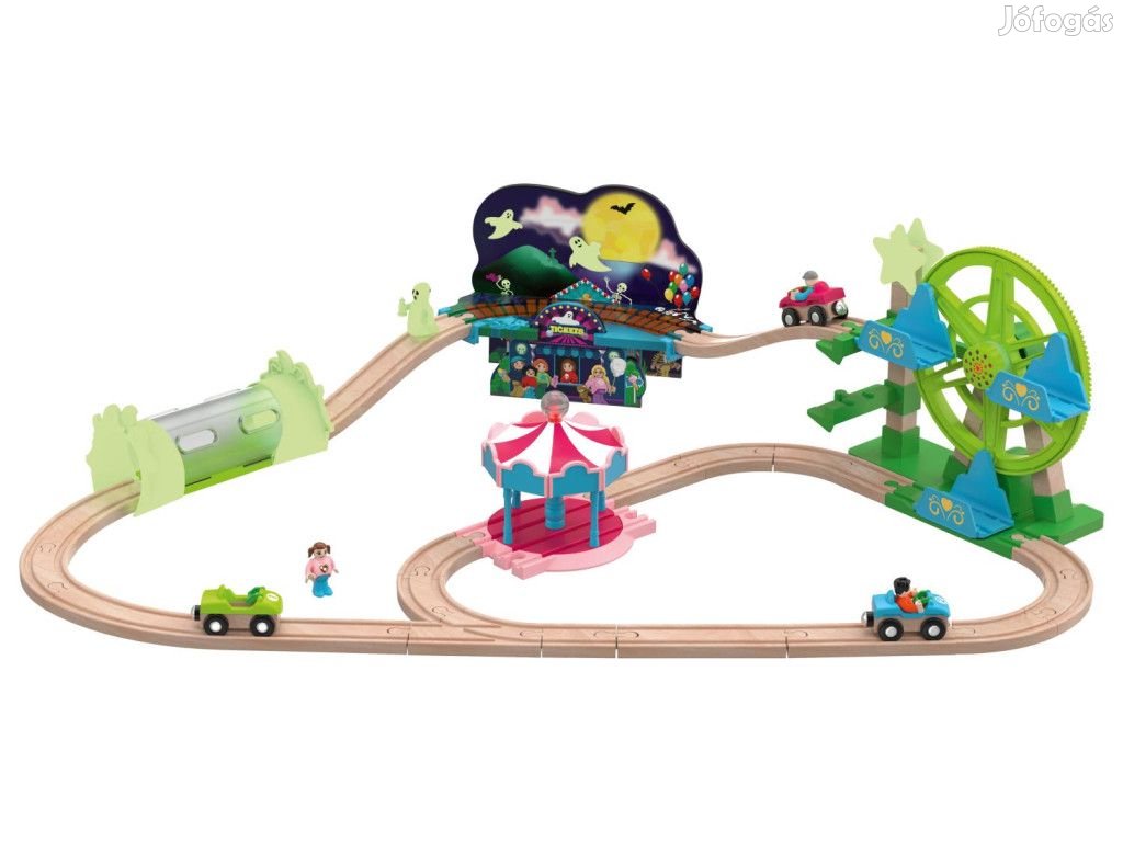 PlayTive Glow Amusement Train Set 32 részes Vidámpark fa vonat szett