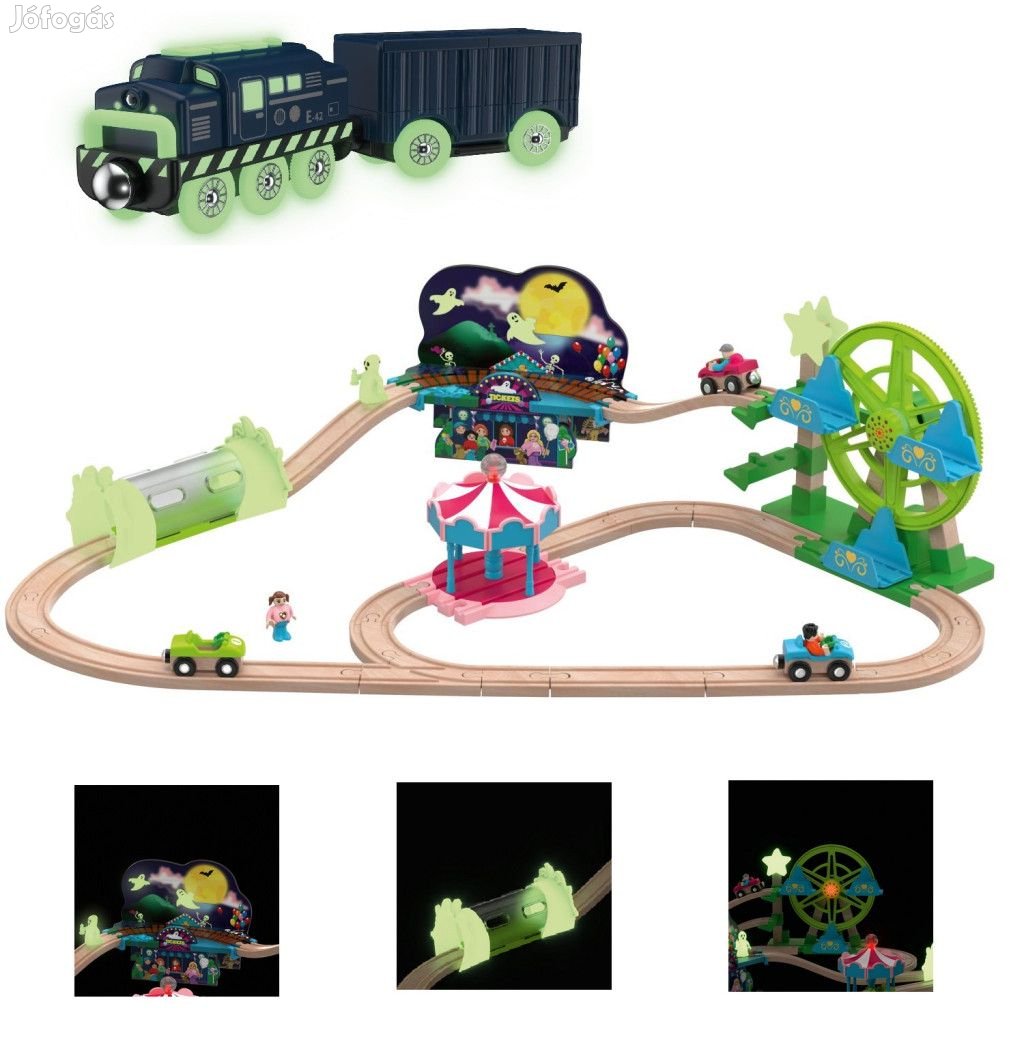 PlayTive Glow SZETT Amusement Train Set 35 részes Vidámpark fa vonat