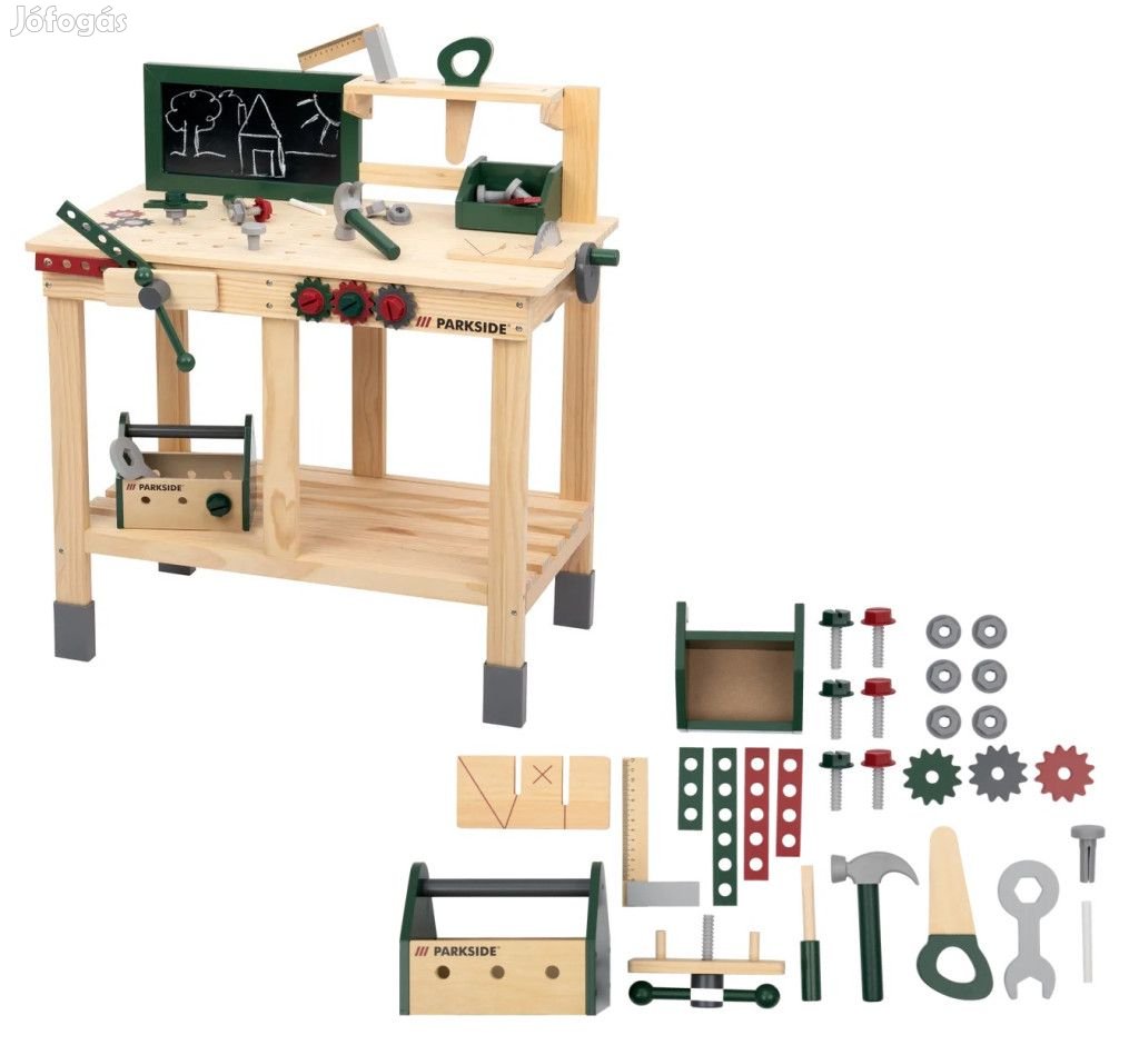 PlayTive ParkSide Mud Workbench fa játék kerti munkapad, fából készül