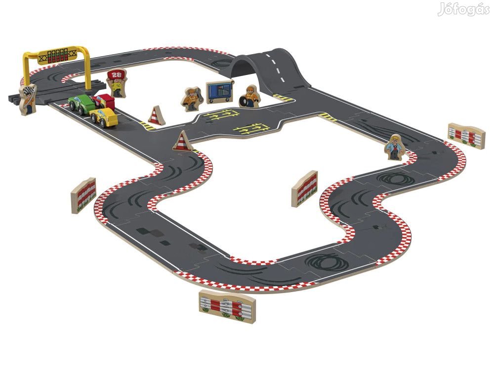 PlayTive Racetrak Road Set 37 darabos fa autópálya szett, versenypály