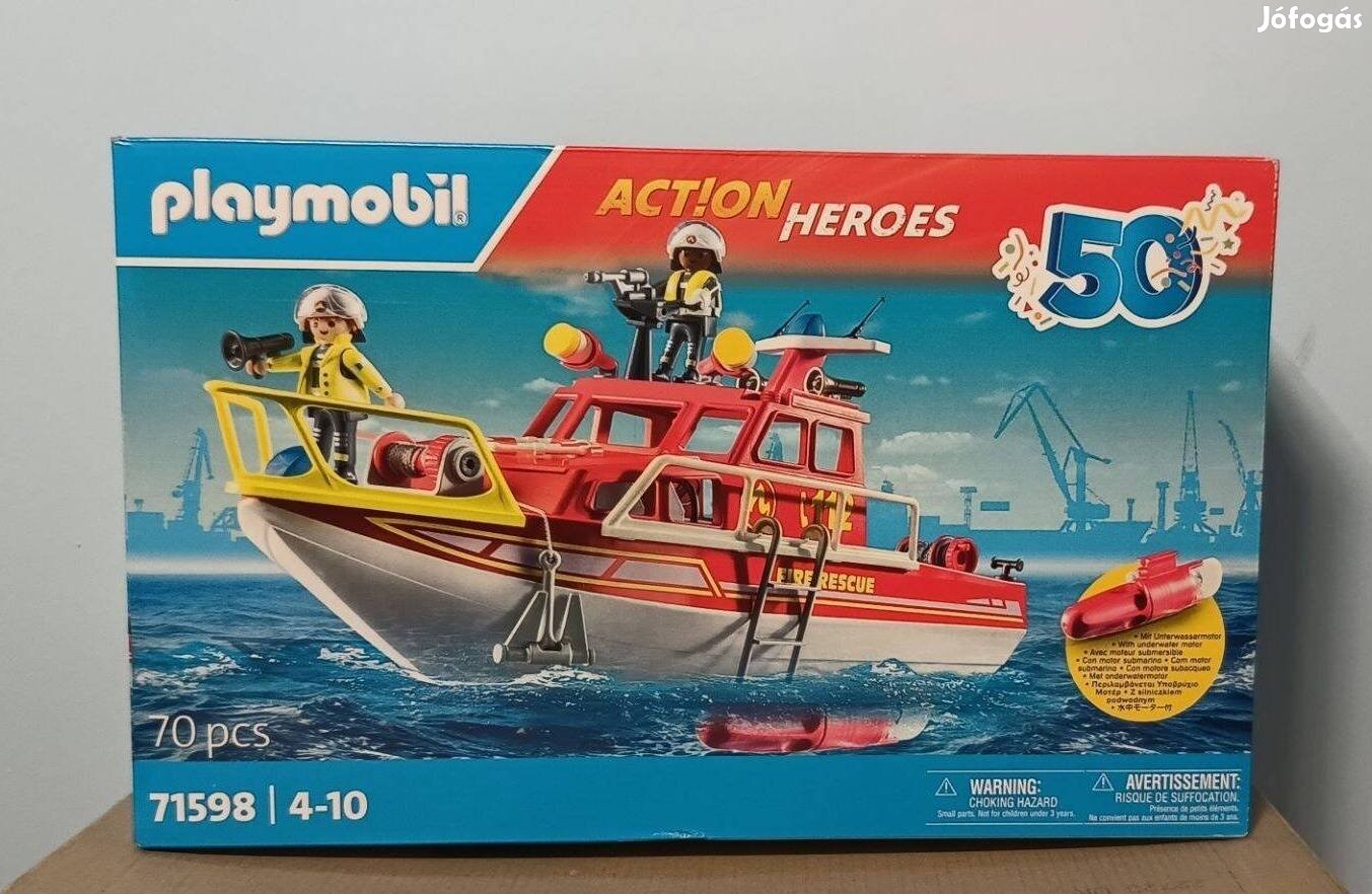 Playmobil Action Heroes 71598 Tűzoltóhajó Víz Alatti Motorral Új