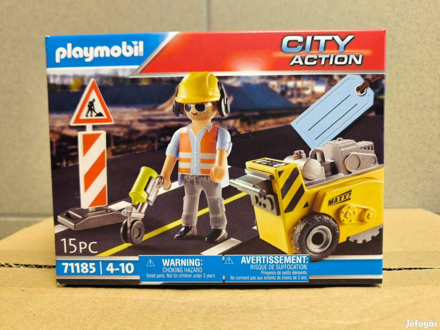 Playmobil City Action 71185 Útépítő betonvágóval új, bontatlan