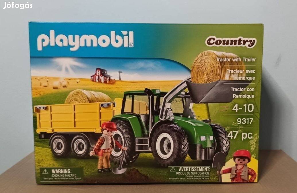 Playmobil Country 9317 Zöld Traktor Sárga Utánfutóval Új