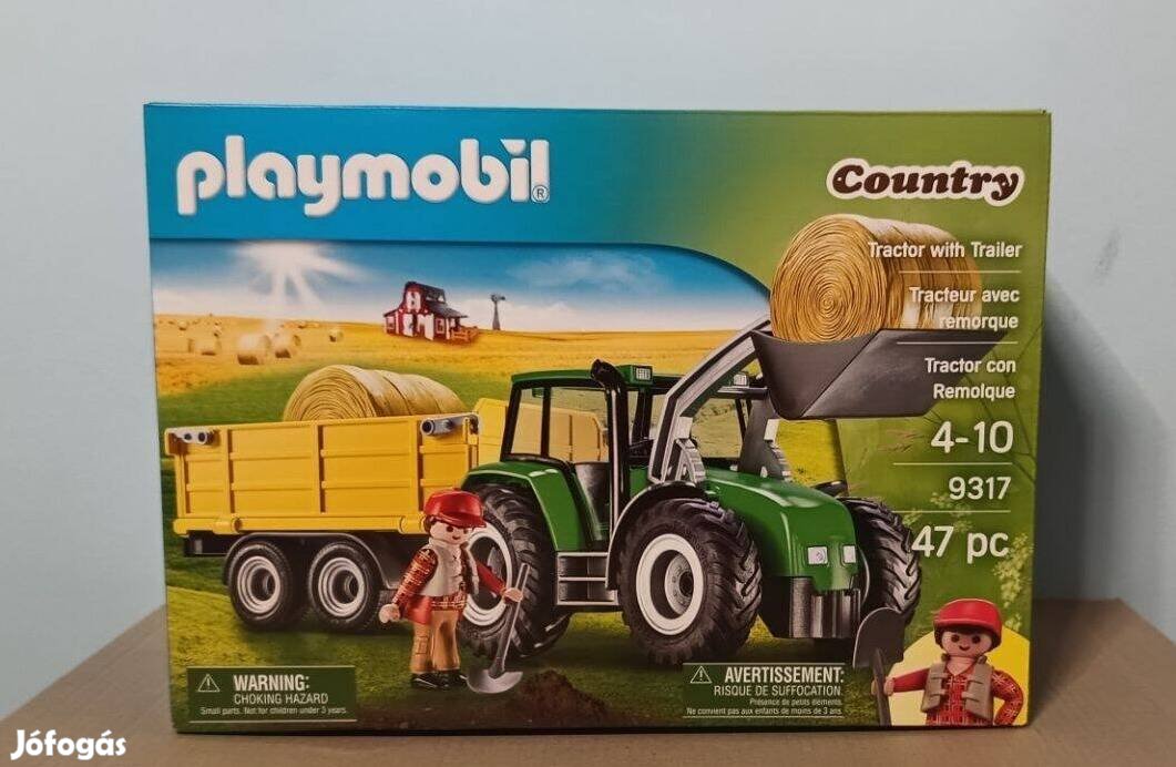 Playmobil Country 9317 Zöld Traktor Sárga Utánfutóval Új