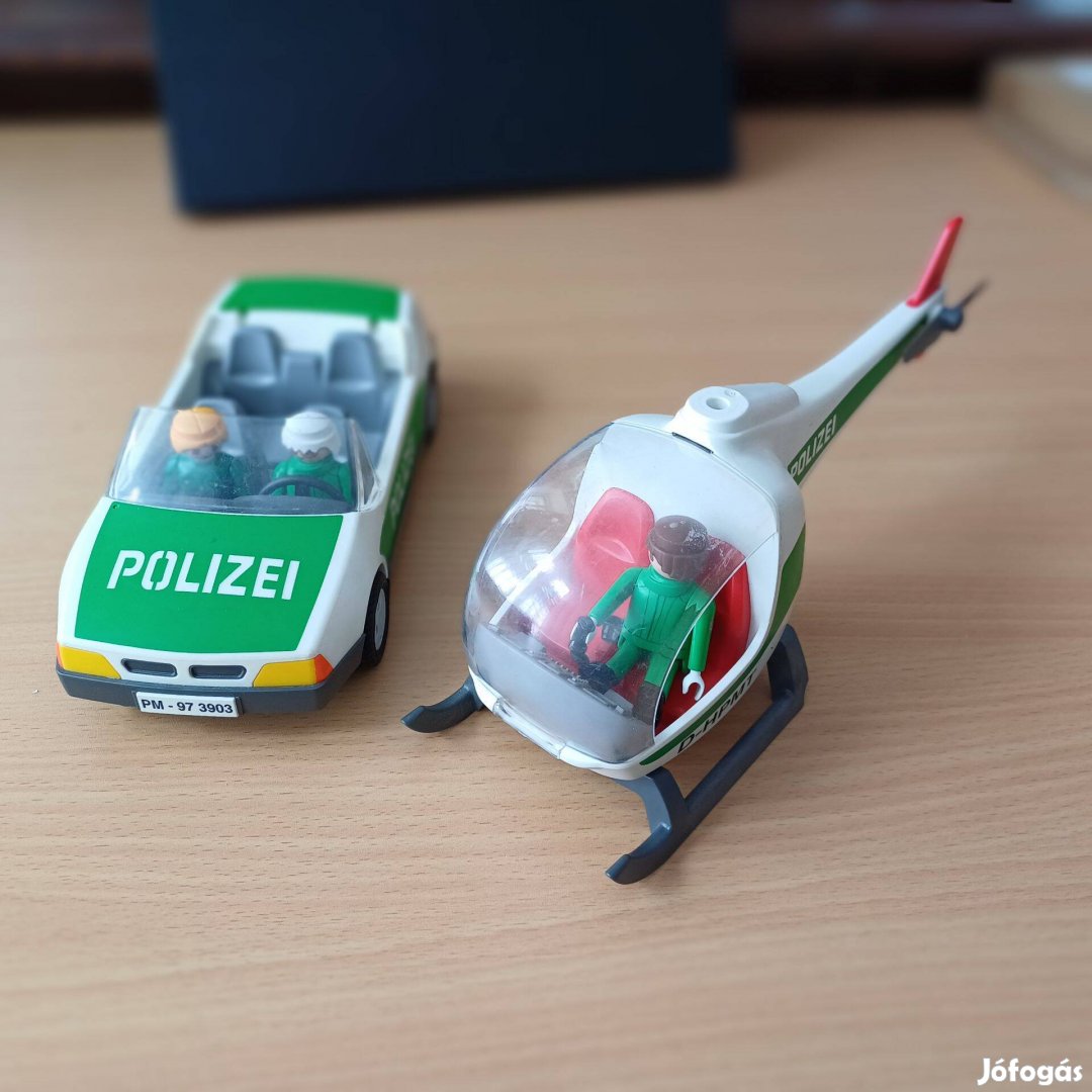 Playmobil rendőrautó és helikopter