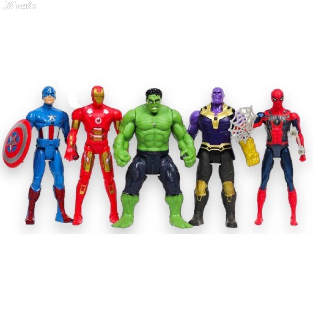 Pókember Hulk Vasember Thanos Amerika Kapitány LED Marvel Figura Szett