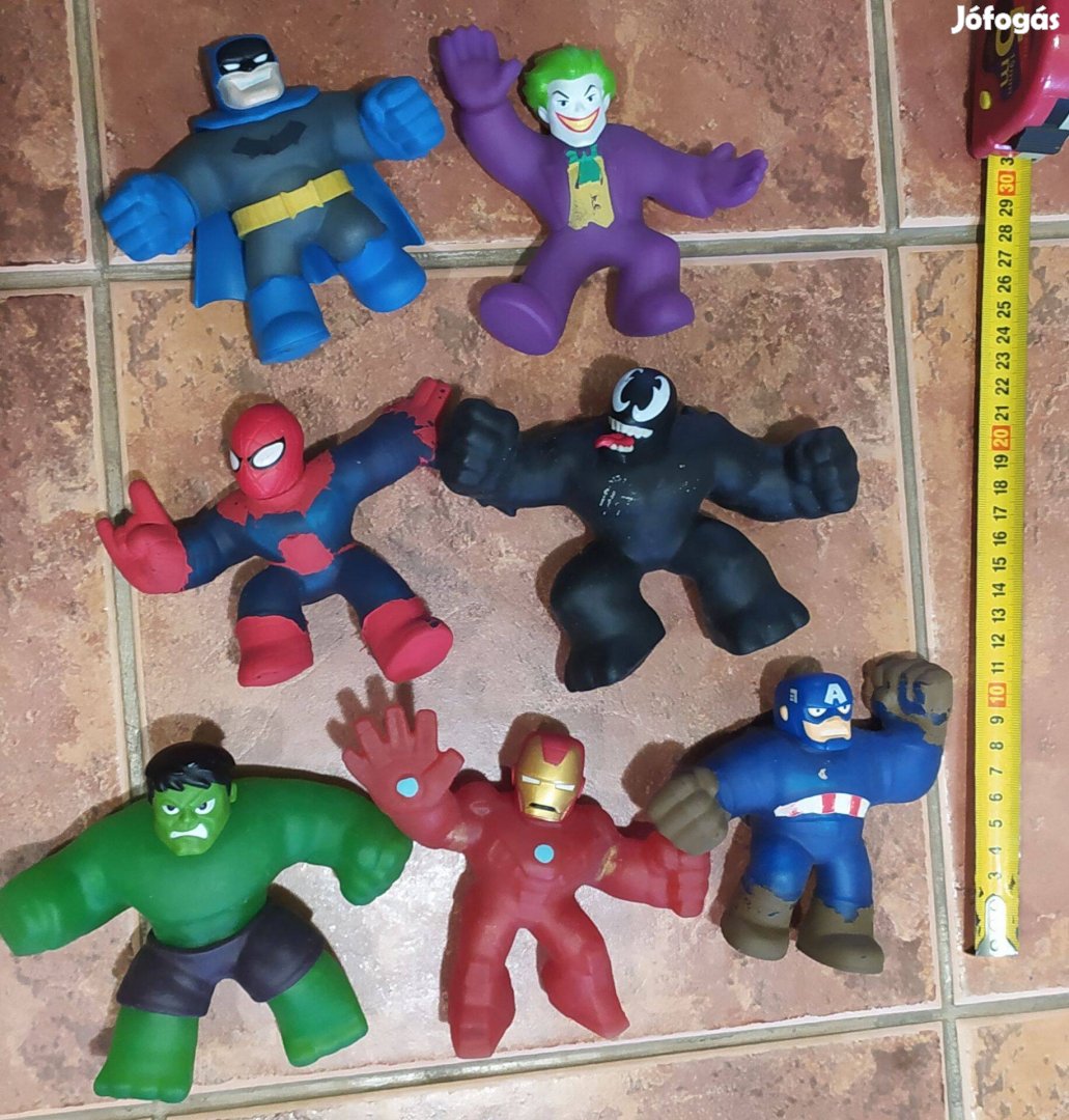 Pókember Vasember Hulk Batman 7db 12cm Goo Jit Zu nyújtható szuperhős