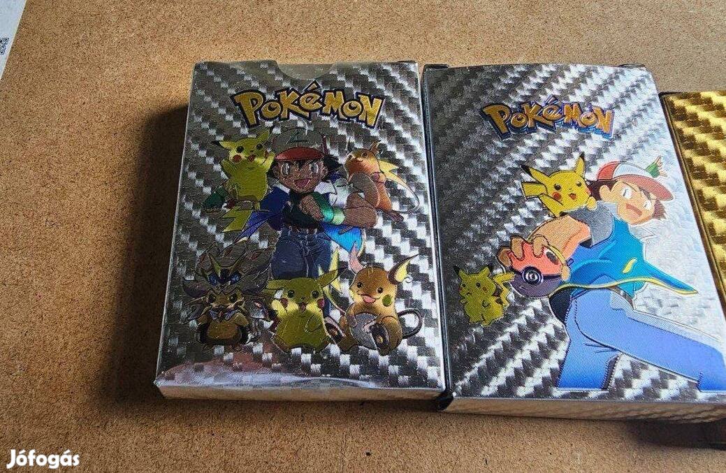 Pokemon 2 csomag ezüst szinü müanyag kártya összesen +1 csomag pokemon