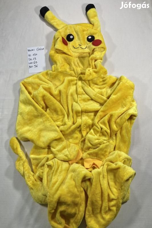 Pokemon jelmez, Pikachu jelmez, felnőtt jelmez G601
