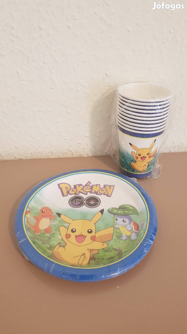 Pokemon tányér pohár születésnap szülinapi party kellék szett 20 db Új