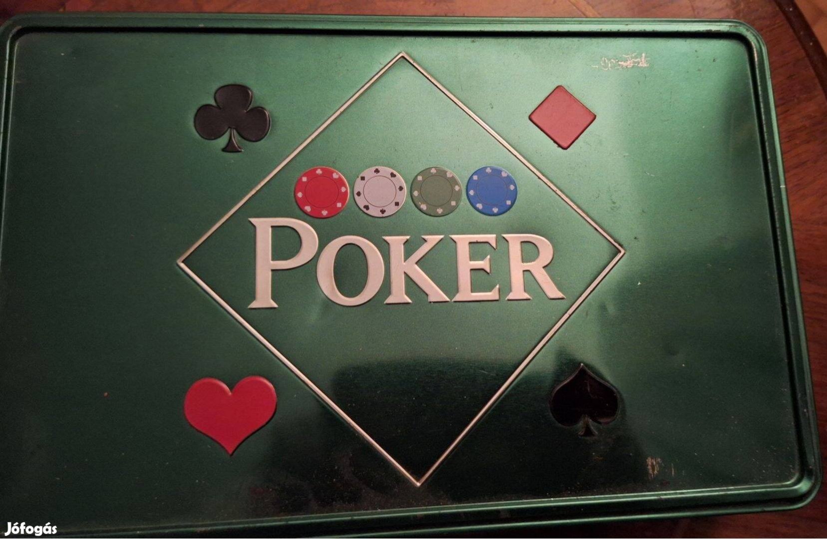 Poker szett, fémdobozban, új