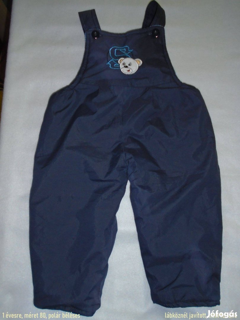 Polár béléses maci mintás kantáros nadrág 1 évesre méret 80