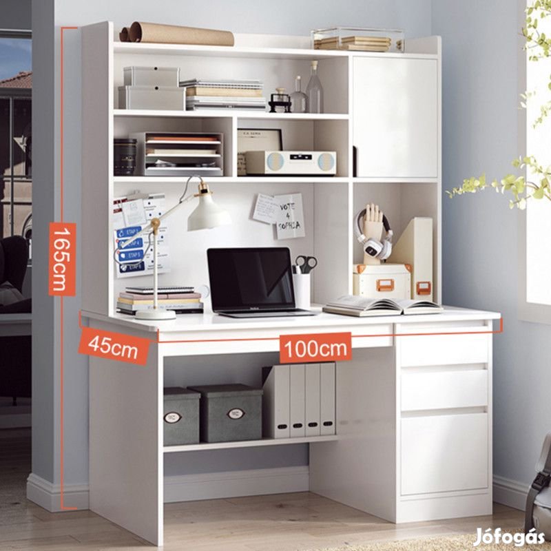 Polcos íróasztal fiókokkal tárolóval 100x45cm fehér