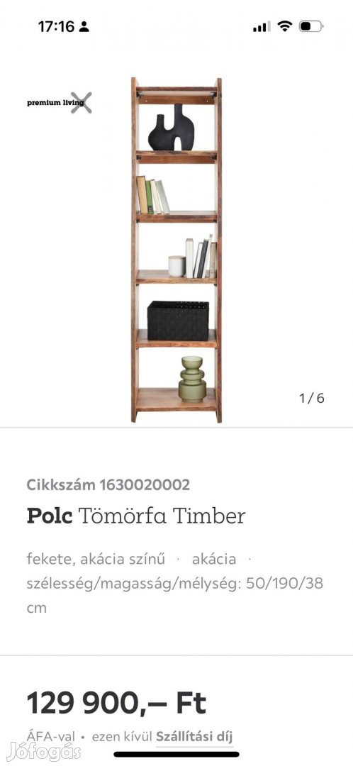 Polcos szekrény tömörfa