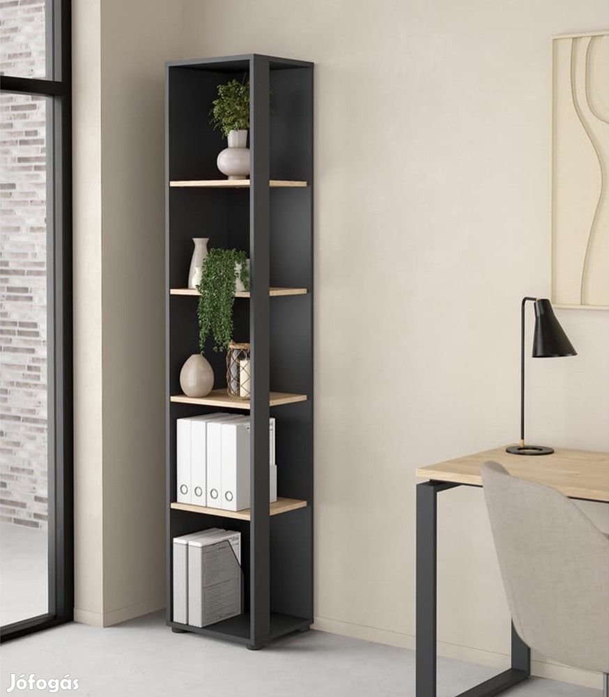 Polcos tároló könyvespolc 36x36x180cm fekete KH09-1
