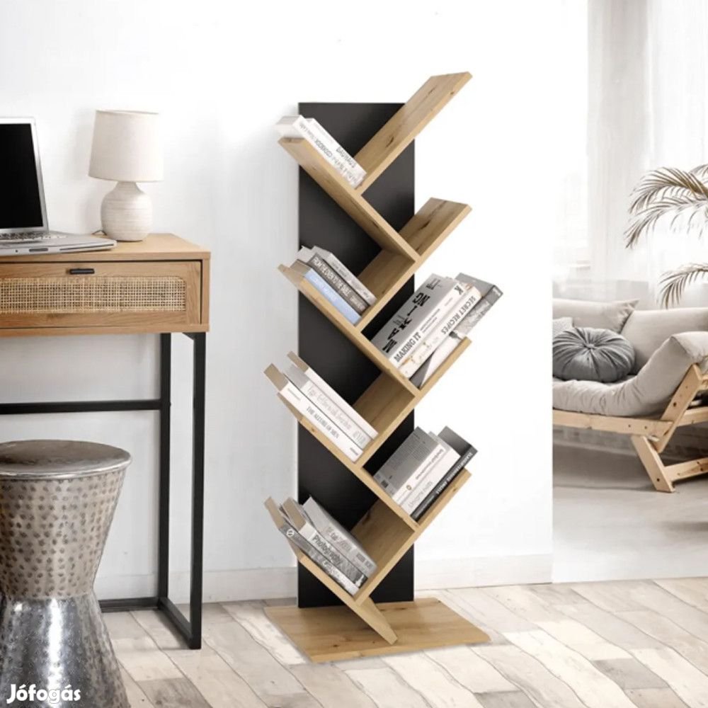 Polcos tároló könyvespolc 41x26x125cm barna KH08-1