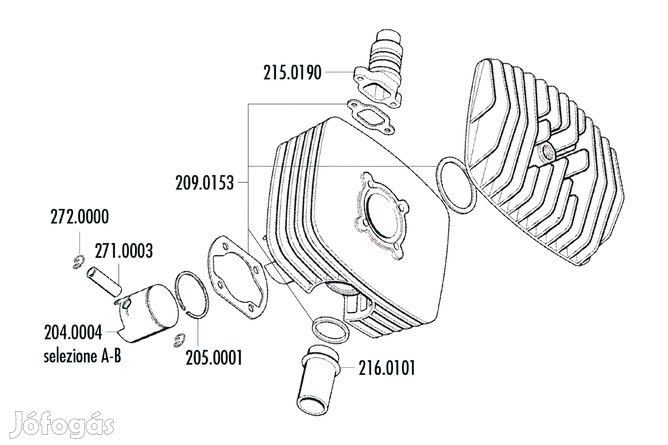 Polini 6000 sorozatú dugattyú 48mm (C) Sachs robogókhoz