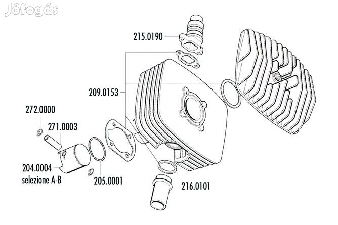 Polini 6000 sorozatú dugattyú 48mm (D) Sachs segédmotorokhoz