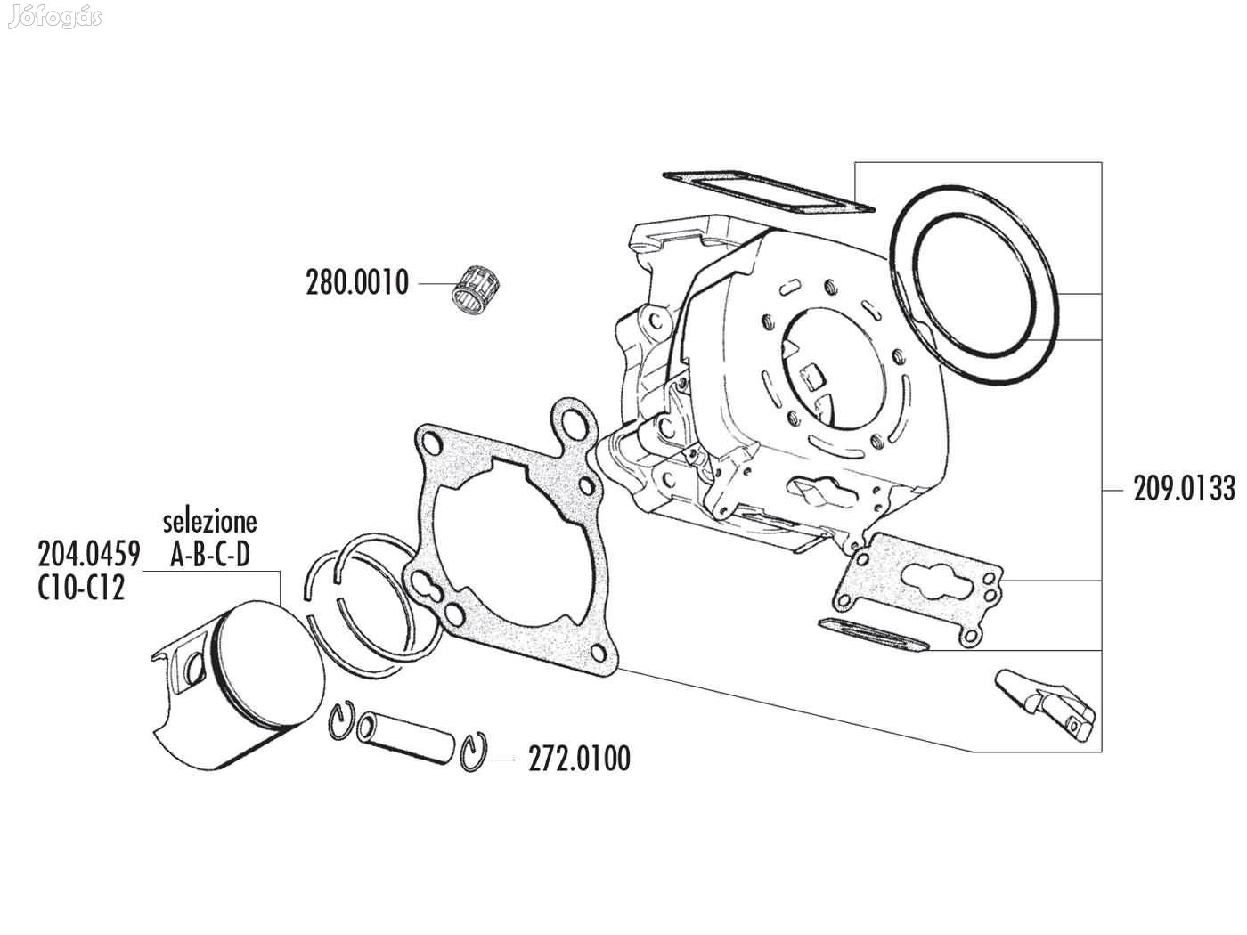 Polini dugattyú készlet 125cc 64mm (B) - Cagiva 125 2 ütemű (vízhűtése