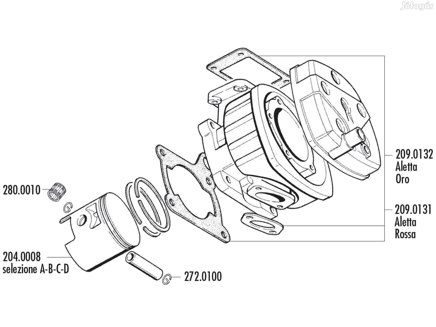 Polini dugattyú készlet 125cc 64mm (C) - Cagiva 125 2 ütemű (vízhűtése