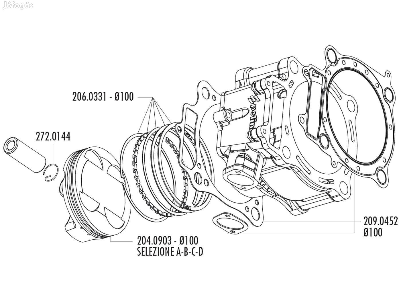 Polini dugattyú készlet 490cc 100mm (A) - Honda CRF 450 02-05