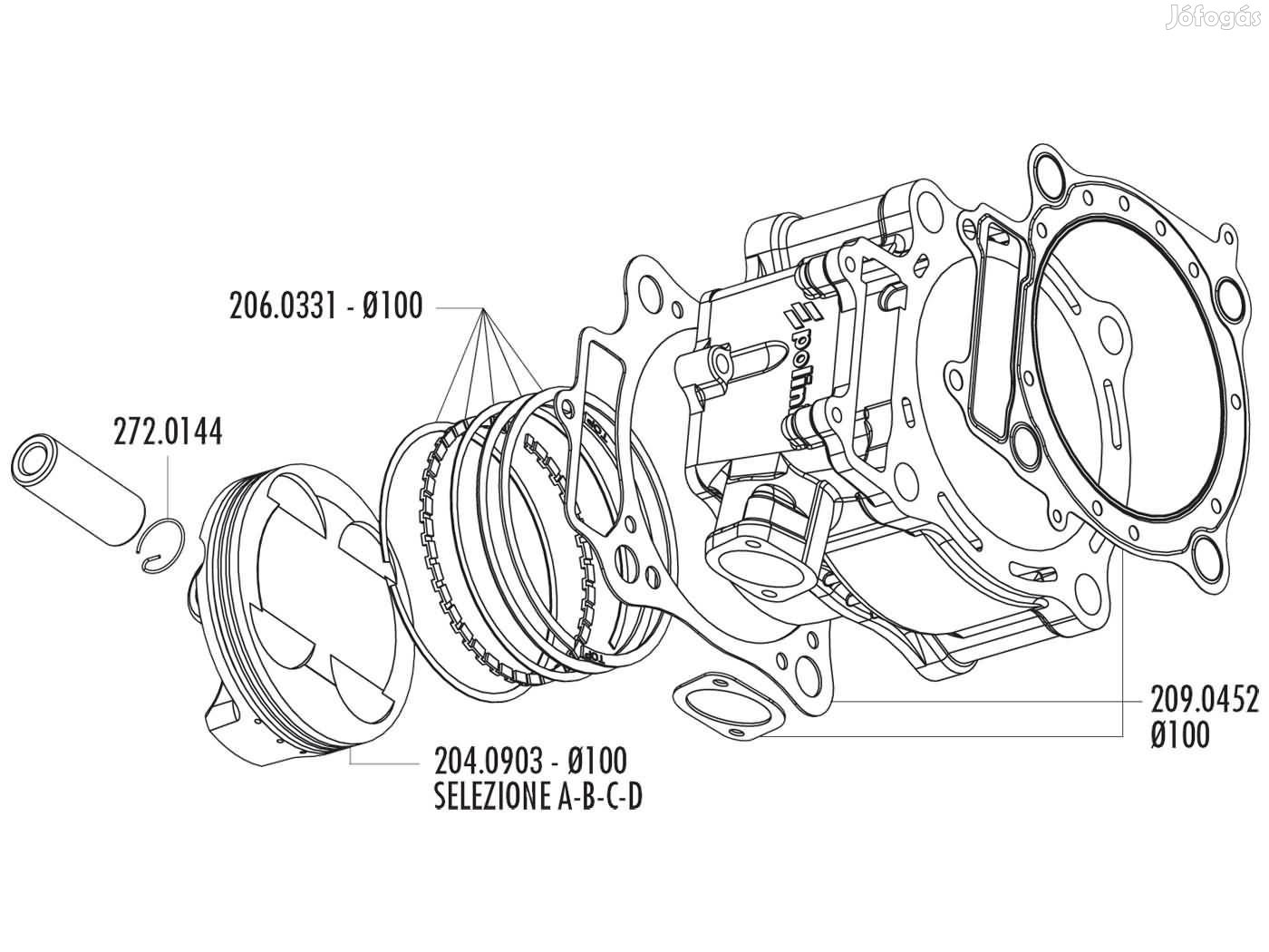 Polini dugattyú készlet 490cc 100mm (B) - Honda CRF 450 02-05