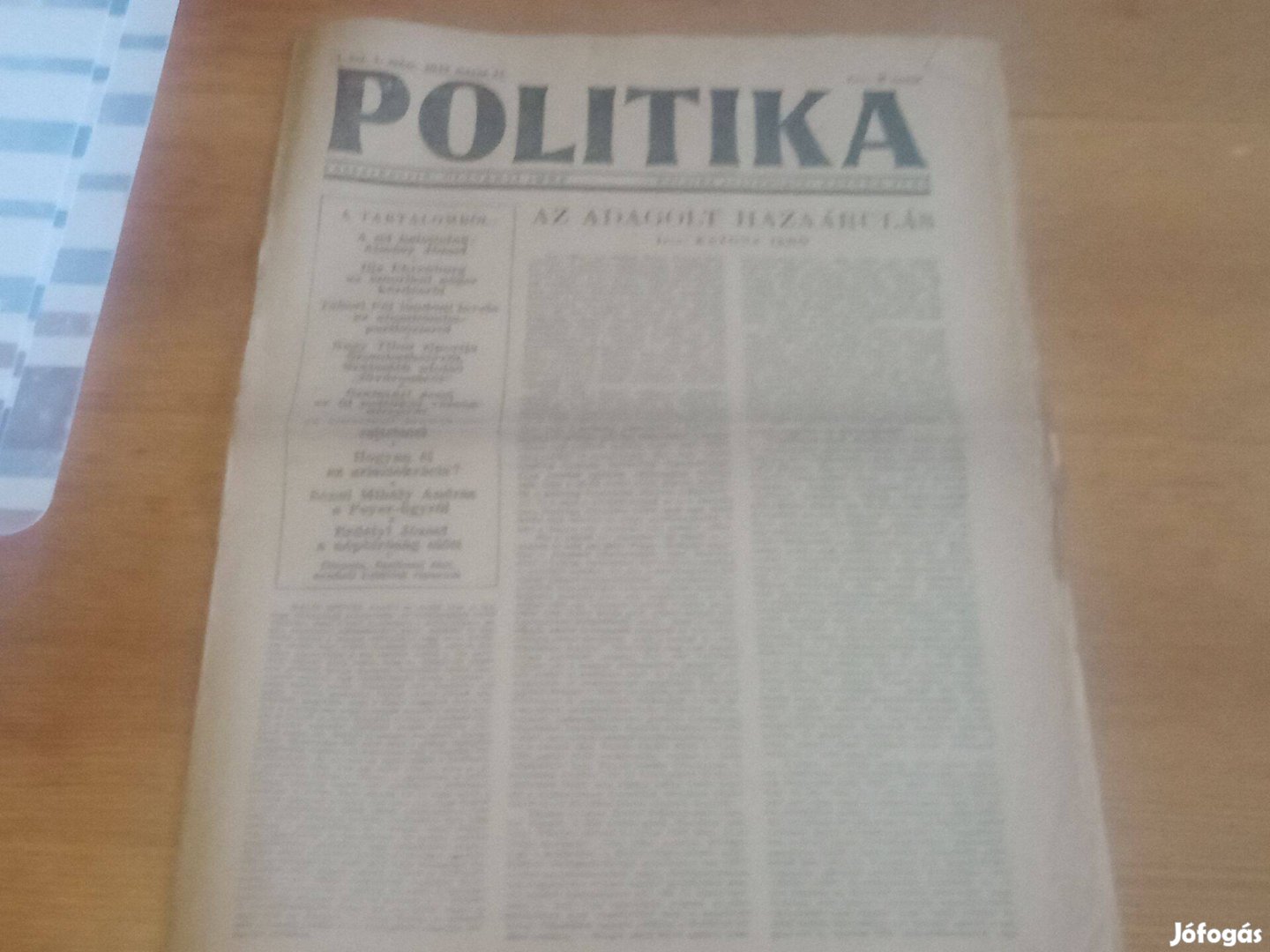 Politika 1947. május 17. hagyatékból 3000ft óbuda Politika 1947. május