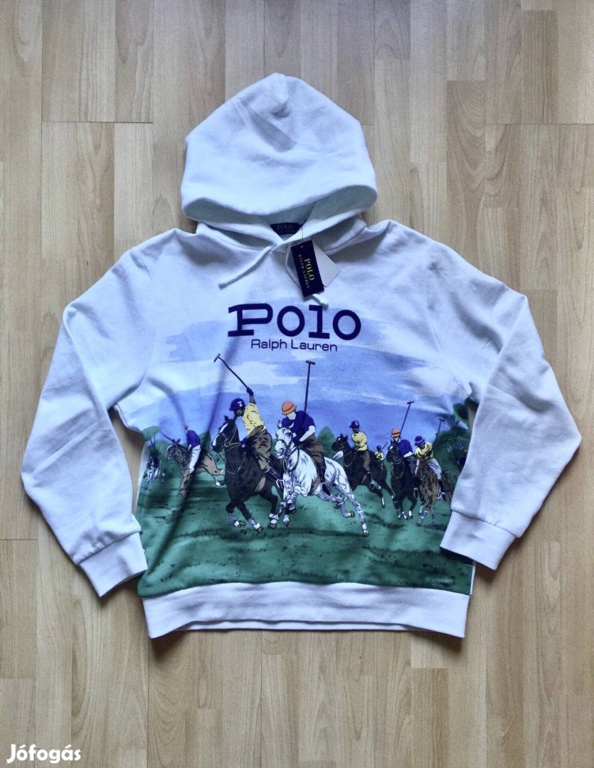 Polo Ralph Lauren -Polo- Nyomott márkalogós,kapucnis pamutpulóver.