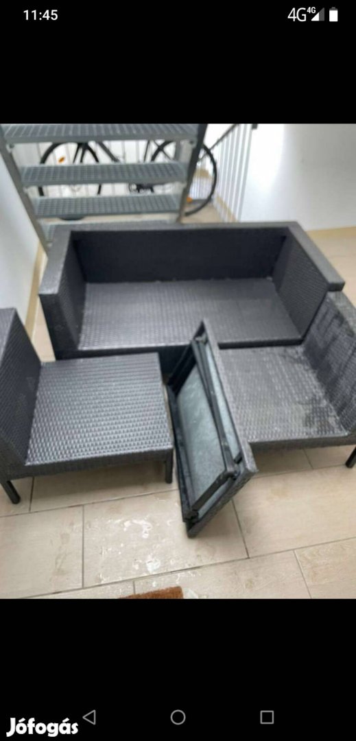 Polyrattan Rattan kerti terasz bútor garnitúra 4 részes 