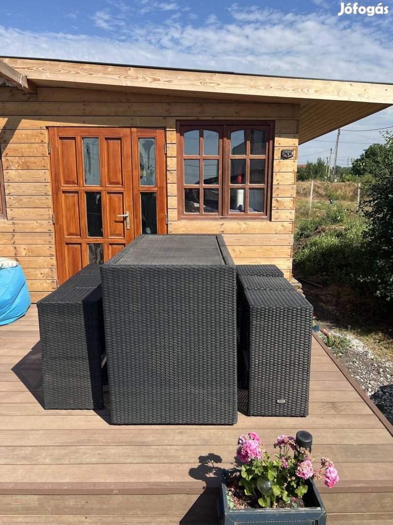 Polyrattan bárpult 6 bárszékkel 
