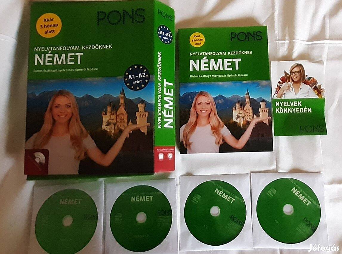 Pons német nyelvtanfolyam kezdőknek (könyv + 4 CD) díszdobozban