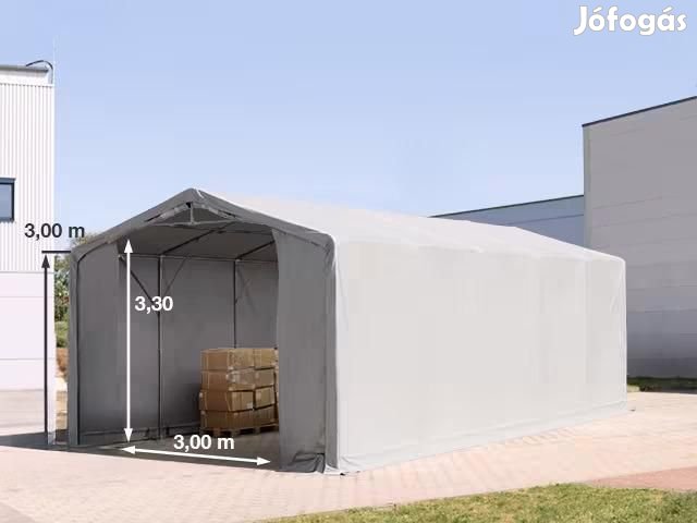 Ponyva csarnok raktársátor 5x10m oldalmagasság 3,00m ponyva PVC szürke