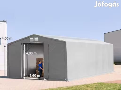 Ponyva csarnok raktársátor 8x12m oldalmagasság 4,00m tolókapuval