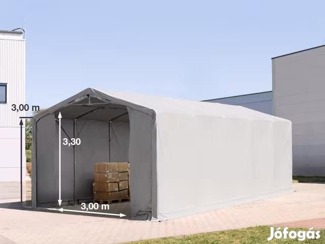 Ponyvacsarnok raktársátor 5x10m oldalmagasság 3,00m ponyva PVC szürke