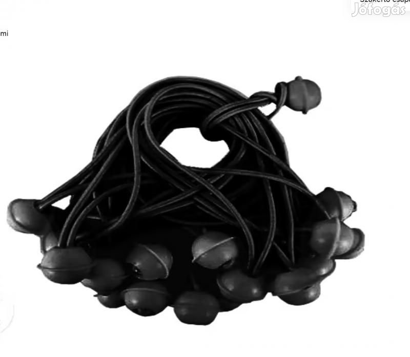 Ponyvafeszítő gumi, hosszú, fekete, 25 db