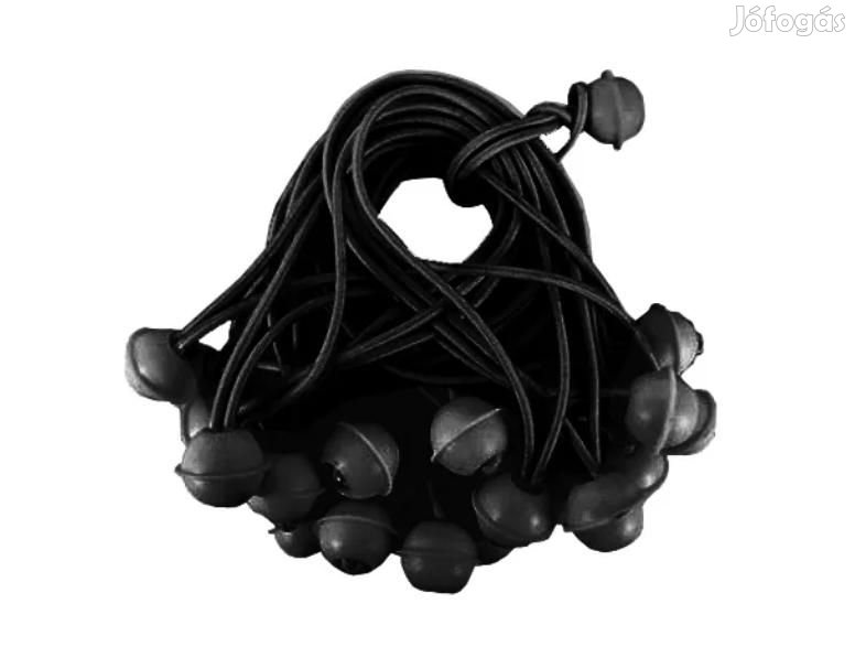 Ponyvafeszítő gumi, hosszú, fekete, 25 db