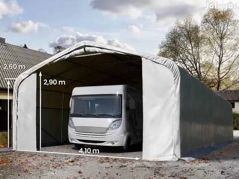 Ponyvagarázs, mobilgarázs 6x12m tűzálló PRIMEtex-ponyva, szürke