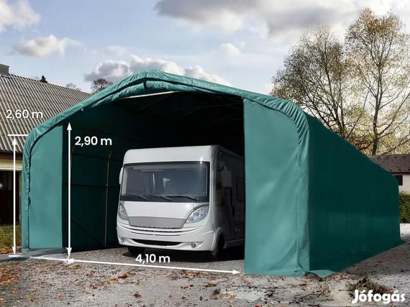 Ponyvagarázs, mobilgarázs 6x12m tűzálló PRIMEtex-ponyva, zöld