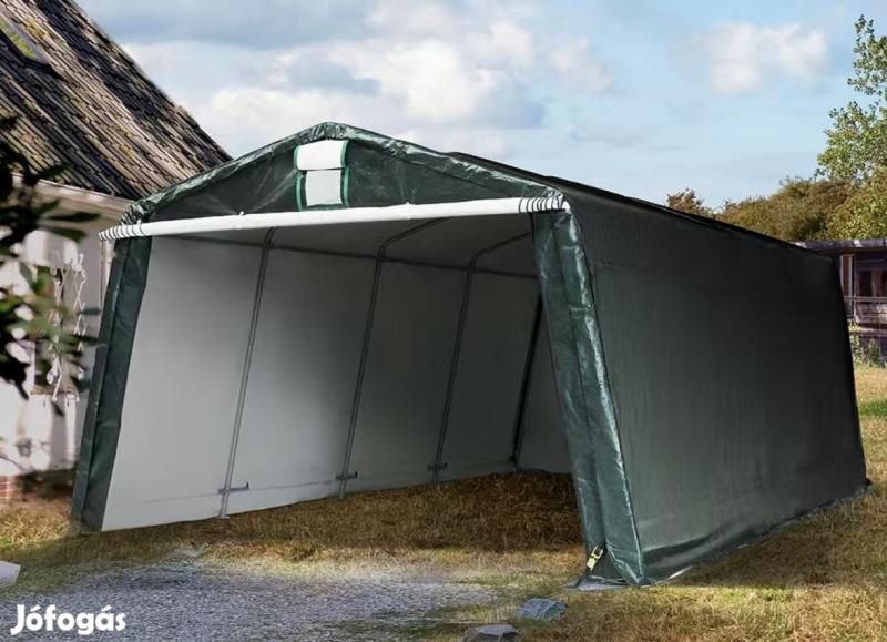 Ponyvagarázs mobilgarázs 3,3x6,2m ponyva zöld