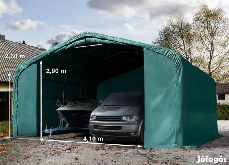 Ponyvagarázs mobilgarázs autógarázs 6x6m, PVC ponyva zöld